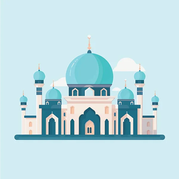 穆斯林清真寺的平面和卡通风格图标图解 — 图库矢量图片