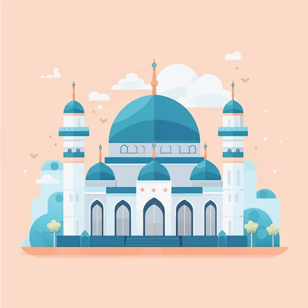 Ícone Estilo Plano Desenhos Animados Ilustrações Mesquita Muçulmana —  Vetores de Stock