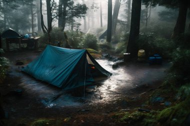 Wilderness Survival: Şiddetli Yağmurda Çadırın Altında Bushcraft Çadırı, Şafağın Soğuğunu Kucaklamak - Dayanıklılık ve Dayanıklılık Sahnesi