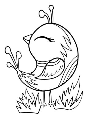 kuş sevimli sayfa yazdırma çizelgesi karalama karakteri ikonu çizimi beyaz arkaplan serçesi üzerinde izole edilmiş desenler biçimlendirilmiş ilme vektör eli çizilmiş