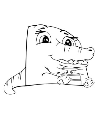 timsah çizimi çizgi karalama resim çizim kitap beyaz vektör hayvan sürüngen izole çocuklar için