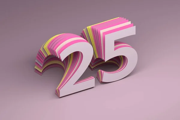 Greeting Card Year Number Pink Background Render — Stockfoto