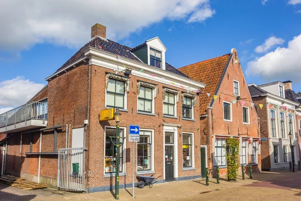 Historische Huizen Centrale Winkelstraat Van Kollum Nederland — Stockfoto