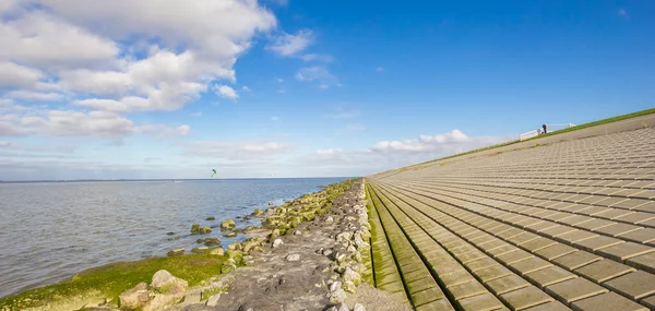 Панорама Дамбы Ваттовом Море Лауэрсмер Нидерланды — стоковое фото