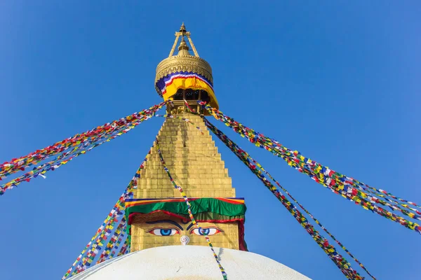 Gli Occhi Dio Sul Boudhanath Stupa Kathmandu Nepal — Foto Stock