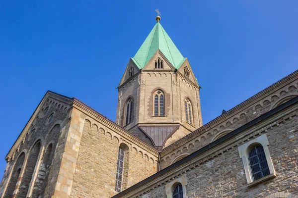 stock image Tower of the historic Ludgerus church in Essen-Werden, Germany