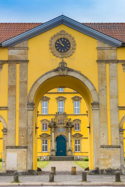 stock image Clock on the entrance gate of the castle in Osnabruck, Germany