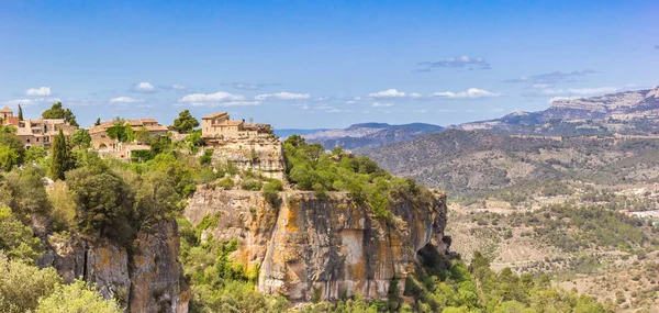 Panorama Över Historiska Byggnader Klipporna Bergsbyn Siurana Spanien — Stockfoto