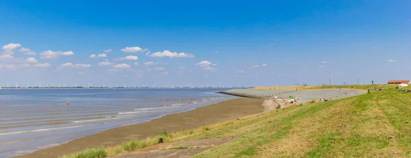 Panorama Dique Baía Dollard Termunterzijl Países Baixos — Fotografia de Stock