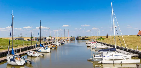 Panorama Jachtów Żaglowych Porcie Termunterzijl Holandia — Zdjęcie stockowe