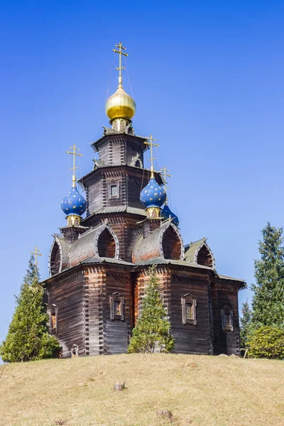 Houten Russisch Orthodoxe Kerk Met Uienkoepels Gifhorn Duitsland — Stockfoto