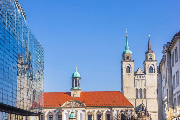 Almanya Nın Tarihi Magdeburg Şehrinde Modern Eski Mimari — Stok fotoğraf