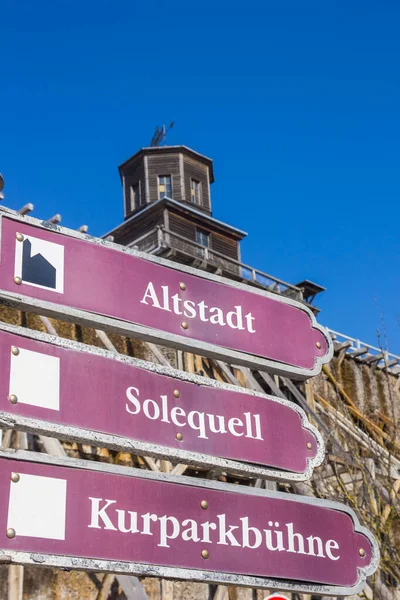 Tourist Sign Front Salt Graduation Tower Bad Salzelmen Germany — Stock Fotó