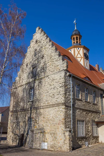Steinmauer Des Historischen Rathauses Bad Salzelmen — Stockfoto