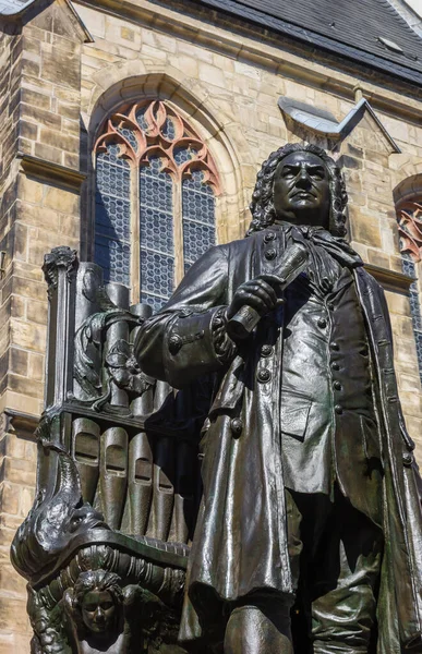 Estatua Del Compositor Johann Sebastian Bach Con Órgano Leipzig Alemania —  Fotos de Stock