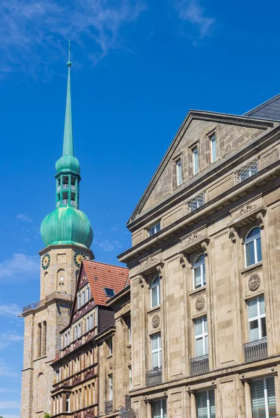 Historic Houses Church Tower Market Square Dortmund Germany — Stock Fotó