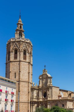 Tower of the historic cathedral in Valencia, Spain clipart
