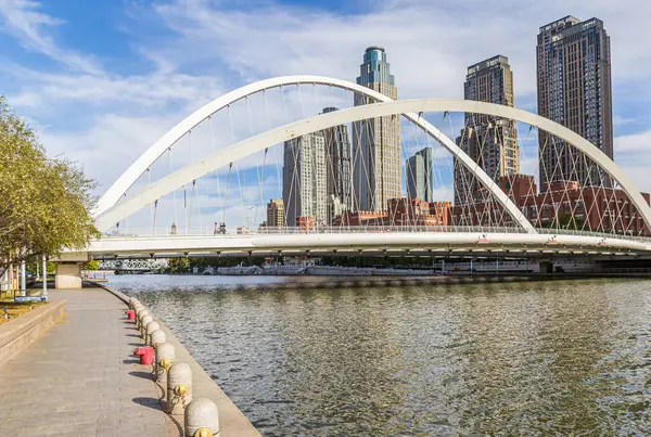 stock image Modern Dagu bridge in front of the Jiefang Bridge Wharf in Tianjin, China