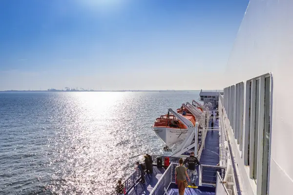 stock image Cruiseship sailing towards the dutch coast of IJmuiden, Netherlands