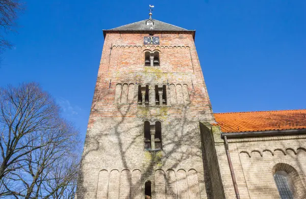 stock image Tower of the historic Bonifatius church in Vries, Netherlands