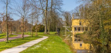 Panorama of the park around the Nienoord mansion in Leek, Netherlands clipart