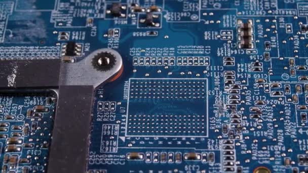 Placa Mãe Computador Com Microchips Close Hardware Para Com Componentes — Vídeo de Stock