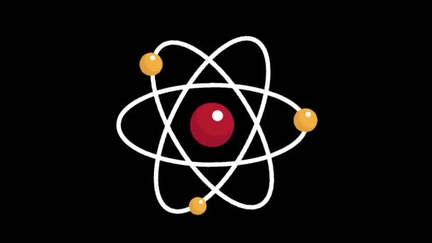 Atom Mit Kern Und Elektronen Auf Umlaufbahnen Auf Schwarzem Hintergrund — Stockvideo