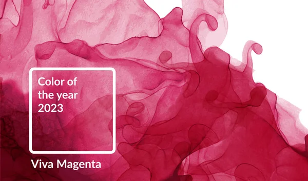 Farbe Des Jahres 2023 Viva Magenta Tintenmalerei Abstrakten Hintergrund Trend — Stockvektor