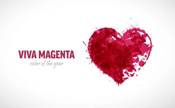 2023年的色彩 Magenta Grunge心脏 活体洋红趋势灵感的矢量图解 — 图库矢量图片