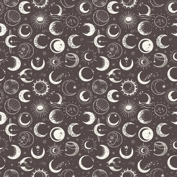 Безшовний Візерунок Місяцем Півмісяцем Може Бути Використаний Шпалер Заповнення Візерунків — стоковий вектор