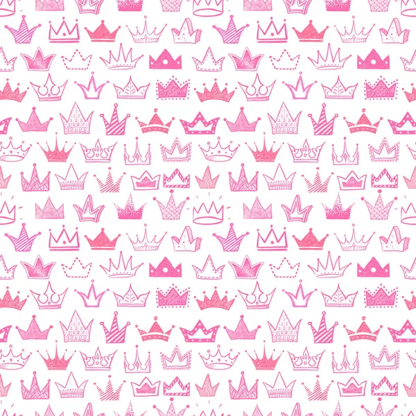 ピンクのドアの王冠とシームレスな背景 パターンフィル テキスタイル ウェブページの背景 表面テクスチャのために使用することができます — ストックベクタ