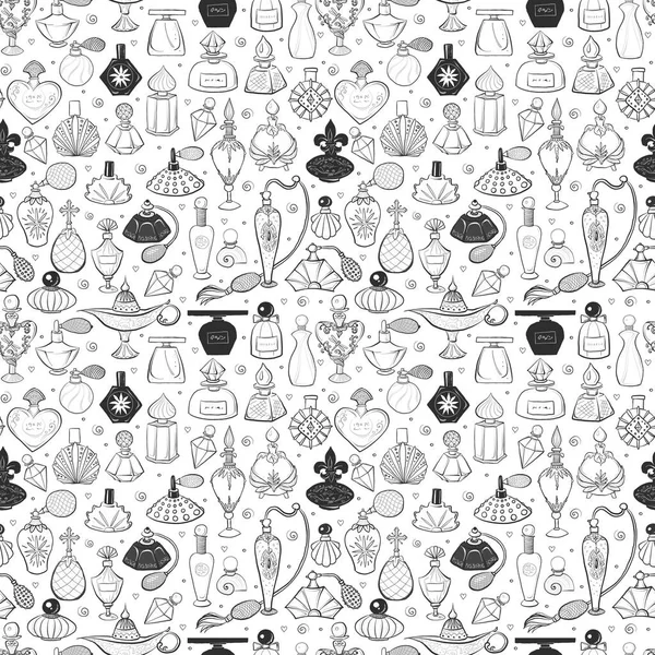 Seamless Pattern Vintage Doodle Perfumes White Background Can Used Wallpaper — Stock Vector