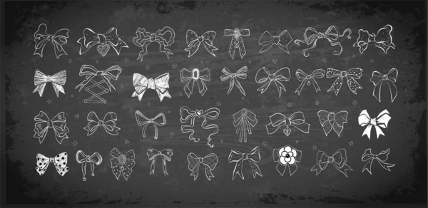 Kolekce Stuhových Motýlků Různými Vzory Pozadí Tabule Dívka Styl Kreslené Stock Vektory