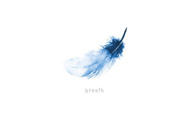 Minimalist design with a single blue sumi-e feather. clipart