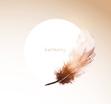 Tek bir kahverengi sumi-e tüyü olan minimalist tasarım..