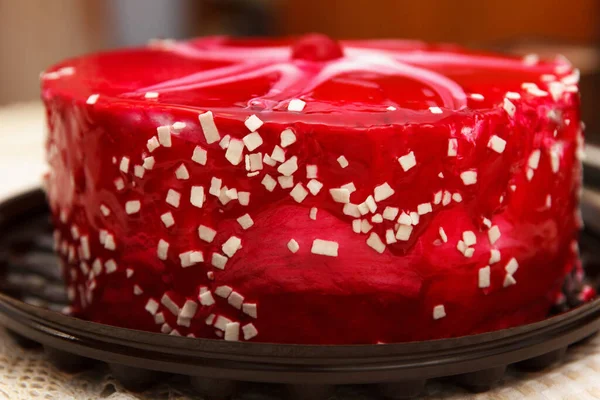 Cherry Cake Called Drunk Cherry Delicious Sweet Confection Red White — Stock Photo, Image