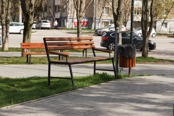 Garbage Bin Garbage Bag Installed Public Place Park Located Close — Stock Photo, Image