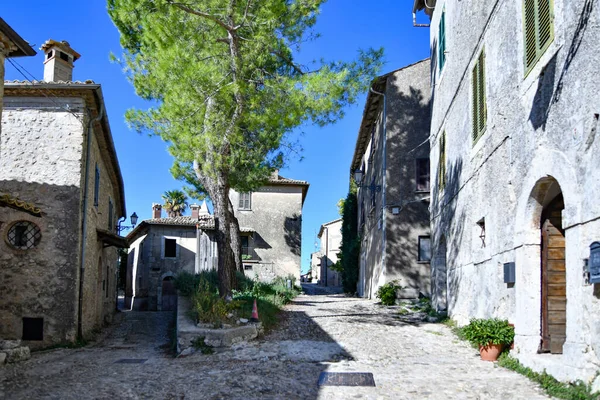Úzká Ulice Mezi Starými Kamennými Domy Civitavecchia Arpino Středověké Vesnice Stock Fotografie
