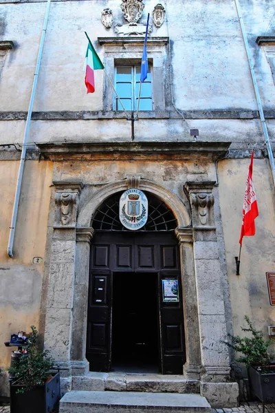 Fasáda Starobylého Šlechtického Paláce Boville Ernica Historickém Městě Provincii Frosinone — Stock fotografie