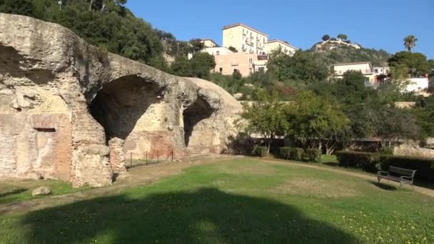Albero Cresciuto Testa Giù Una Grotta Nelle Antiche Terme Romane — Video Stock