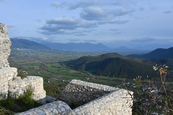 Dolina Widoczna Rzymskiego Amfiteatru Szczycie Góry Pietravairano Wieś Prowincji Caserta — Zdjęcie stockowe