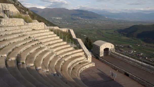 Romersk Amfiteater Højt Oppe Bjerg Pietravairano Landsby Provinsen Caserta Italien – Stock-video