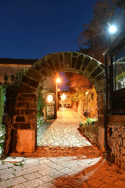 Narrow Street Old Stone Houses Medieval Quarter City Caserta Italy — Stock Photo, Image