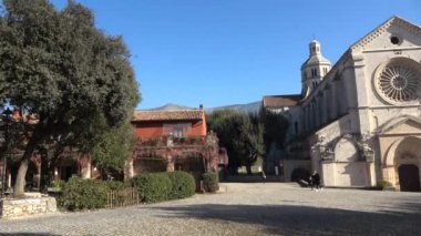 The church and square of Fossanova, an ancient abbey in the Lazio region.