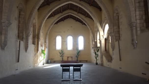 Ancient Refectory Used Monks Fossanova Abbey Central Italy — 비디오