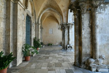 Portico and entrance in the cathedral of Priverno, a medieval town not far from Rome.