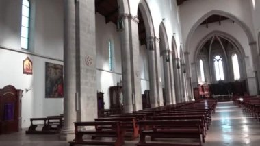  Arcades inside the cathedral of Lucera, an historic Apulian town, Italy..
