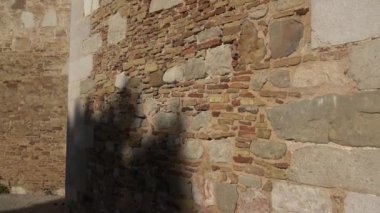 View of the outer walls of an imposing medieval castle of Lucera. It is located in Puglia in the province of Foggia, Italy.