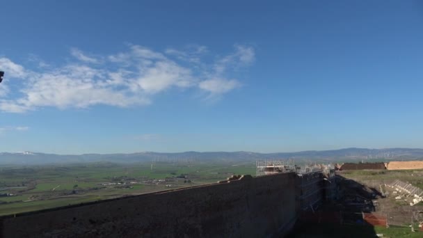 View Inner Perimeter Imposing Medieval Castle Lucera Located Puglia Province — Vídeo de Stock
