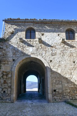 The facade of an old house of Bovino, an ancient town in Puglia, Italy.